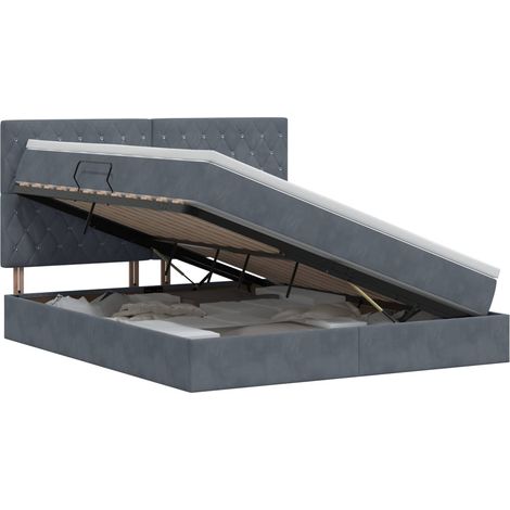 Letto con contenitore e materasso Grigio Scuro 140 x 200 cm vidaXL (1/5)