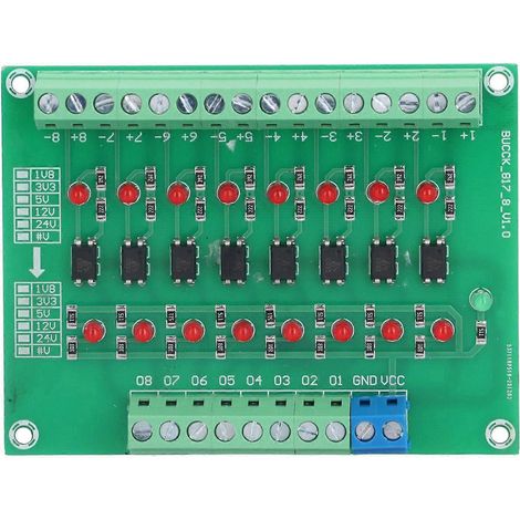 Module d'isolation optique 24 V vers 5 V, carte de conversion de signal PLC à optocoupleur 8 canaux