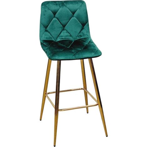 Sgabello Velvet verde con gambe oro in velluto e polipropilene – h. seduta 75 cm (1/5)