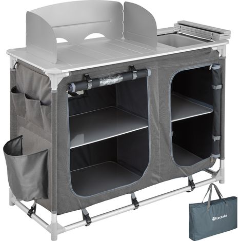 Cucina da campeggio pieghevole con borsa 116x52x107 cm grigia (1/5)