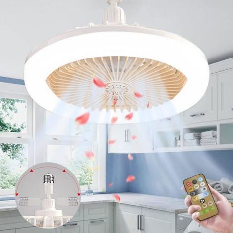 Ventilateur de Plafond avec Lumière E27, Silencieux, Télécommande (Jaune) (1/4)