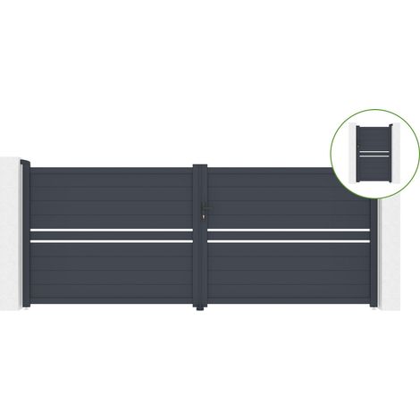 Portail battant 4m CIMONE H.160cm alu + portillon CIMONE H.160cm GRIS (1/5)