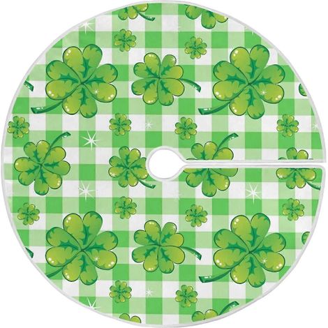Falda para árbol de Navidad de San Patricio con hojas de trébol, faldón para árbol de Navidad, alfombra para árbol, adornos navideños, almohadilla para falda de árbol. (1/5)