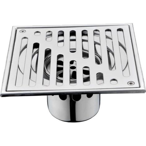 Grille de sol en acier inoxydable 150 × 150 mm – Siphon de balcon et de salle de bain, grande capacité, anti-odeurs et anti-obstruction, style bambou (1/4)