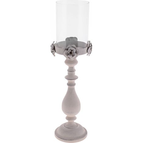 Portacero Decorativo 53 cm in Metallo Grigio