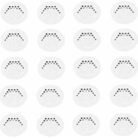 Grille aération VMC 20 pièces – Grille ronde en inox blanc 35mm – Pour cuisine et meubles – Diamètre extérieur 42mm – Hauteur 10mm