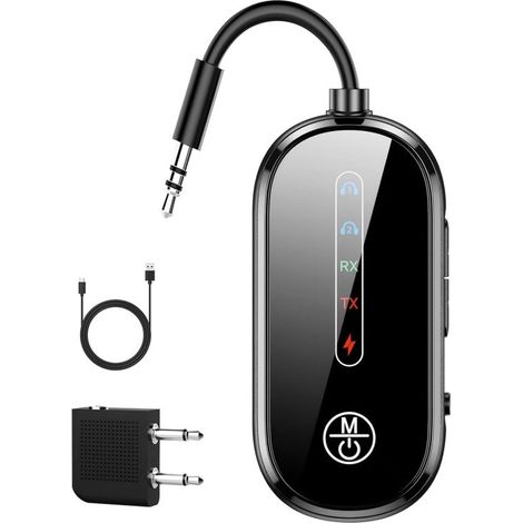 Longziming - Émetteur et récepteur Bluetooth 5.4 2-en-1 - Émetteur-récepteur Bluetooth avec entrée auxiliaire 3,5 mm - Adaptateur audio pour TV, voiture et avion - Double connexion - Appels mains libr (1/5)