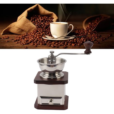 Kaffeemühle, manuelle Kaffeemühle, manuelle Kaffeebohnenmühle, Holzfarbe. (1/5)