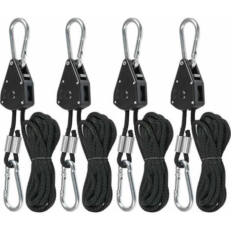 Ratschenseile mit Haken für Lampen oder Pflanzen, verstellbares Hakenseil, 220 cm lang (2 Paar), 4 Stück (1/5)
