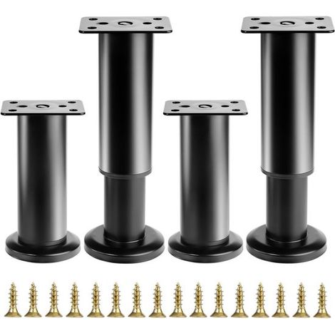 4 piedini neri regolabili (12-18 cm) per mobili, armadi, divani e tavoli. (1/5)