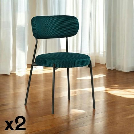Chaise en tissu résille matelassée bleu (lot de 2) IENA (1/4)