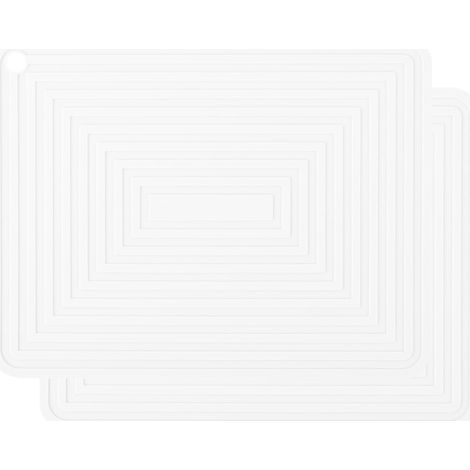 Tapis d'égouttage en silicone pour bols – résistant à la chaleur et imperméable – égouttoir à vaisselle – couvercle d'évier (blanc) (1/4)