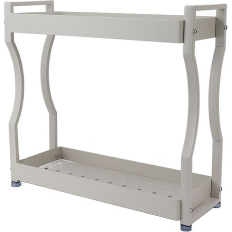 Doppellagiges Aufbewahrungsregal für die Kaffeebar, Edelstahl, mit Griffen, weiß, 50 cm / 19,7 Zoll (1/5)