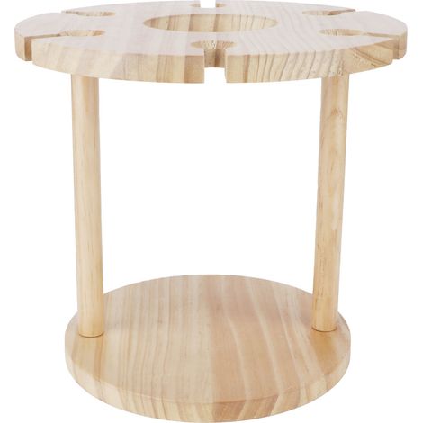 Porte-verres et bouteille en bois, rangement élégant pour table (6 verres + 1 bouteille)