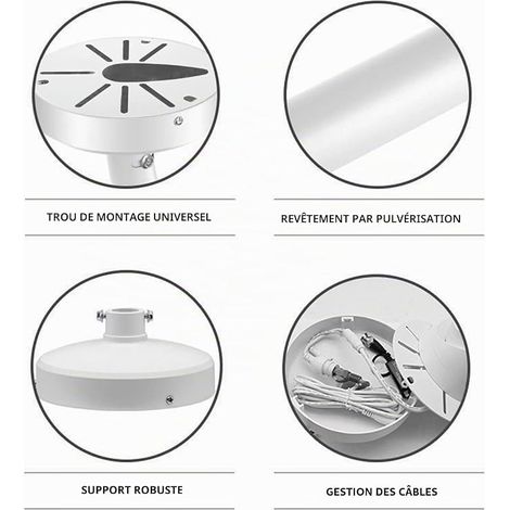 Wall Mount Bracket for CCTV IP Dome Cameras, Junction Box Cable Management Universal Pole Mount Security Surveillance Systems, Solid Metal Base Powder Coated (1/4)