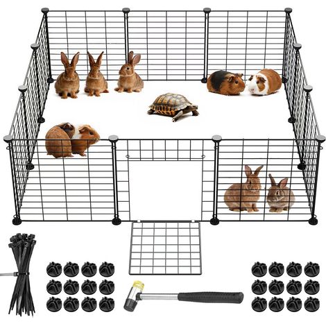 Recinto Animali di Piccola Taglia con Porta Apribile per Criceti Conigli 12 pz (1/5)