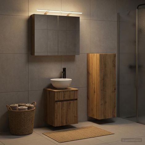 vidaXL Bathroom Furniture Set 4 pcs Artisan Oak (1/5)