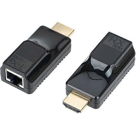 Répéteur HDMI 60 m, adaptateur RJ45 vers HDMI compatible avec les moniteurs HDTV (unité) WHBYV (1/4)