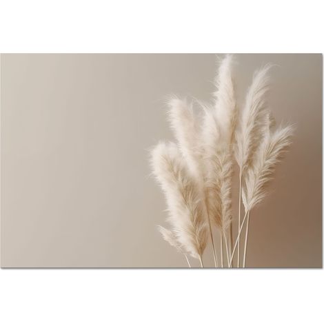 CRÉDENCE DE CUISINE Herbe de la pampa - Plumes - Pastel - Blanc 80x55 (1/5)