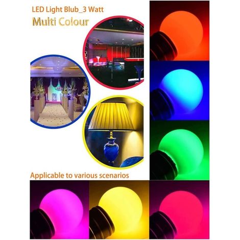 Bulbs LED color B22 3 W equivalent to 30 W 240 lm Bulbs to baionnette B22 Bulbs LED color garland multicolore for home, bar, party - 20 pieces (1/3)