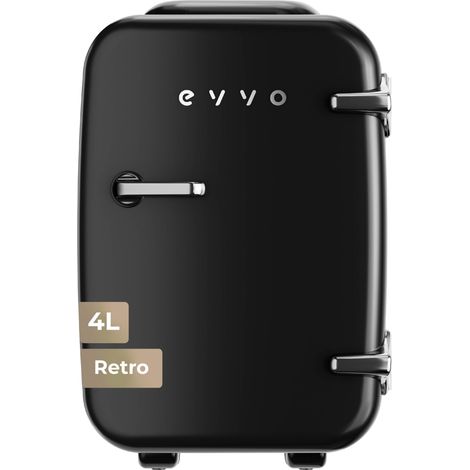 EVVO F4 Mini nevera retro negra 4L, portátil 12V/220V, frío y calor, silenciosa, para cremas, maquillaje, coche y oficina