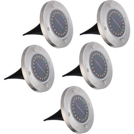 5 Stück wasserdichte, solarbetriebene 20-LED-Chip-Erdbodenleuchten für die Außendekoration von Garten, Rasen und Hof (1/5)
