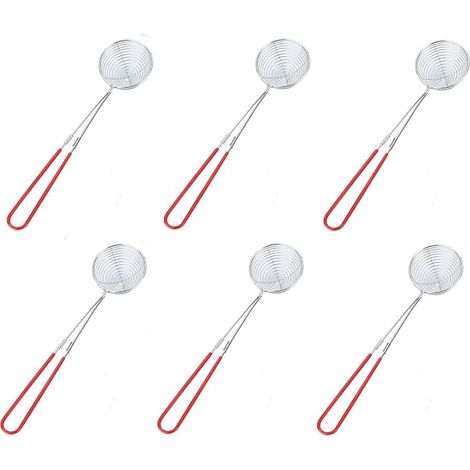 Lot de 6 écumoires en acier inoxydable avec manche long, passoires pour pâtes italiennes, accessoires de cuisine pour friture (1/5)