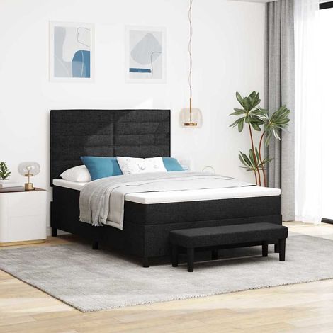 vidaXL Lit à ressorts avec tête de lit Noir 140 x 200 cm tissu (1/5)