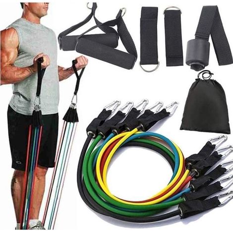 ARTIZLEE Widerstandsband-Set – 11-teiliges Zubehörset – Fitness, Fitnessstudio und Sport – Verstellbarer Widerstand – Schwarz (1/5)