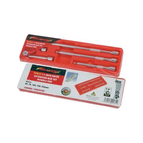 EXTENSION BAR SET 5PC 1/4"" DRIVE WOBBLE SOCKET RATCHET BAR 50-225MM 1231