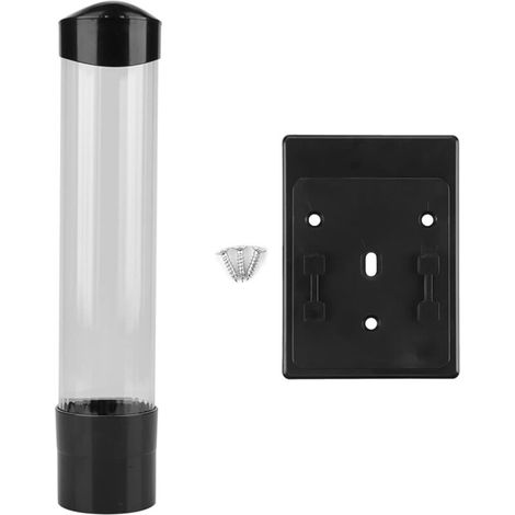 Bardusch-Distributeur mural transparent « One Touch » pour gobelets d’eau jetables – usage clinique, bureau, maison (noir cadre) (1/5)