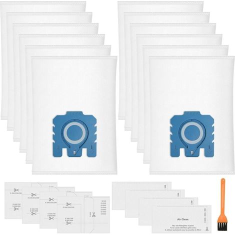 Packung mit 12 3D-Staubbeuteln, kompatibel mit Miele HyClean Pure GN Staubsaugern der Serien Classic C1 Complete, C2 Complete, C3, S2, S5, S8 und S400, inklusive 4 Motorschutzfiltern und 4 (1/5)