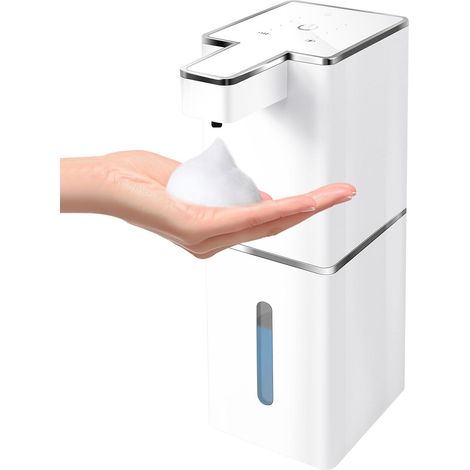 Dispenser automatico di sapone liquido, dispenser senza contatto, 380 ml/12,8 oz, ricaricabile, montaggio a parete, pompa automatica di sapone regolabile a 4 velocità, adatto per bagni, cucine e per l (1/4)
