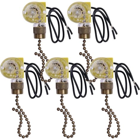 Interrupteur de LumièRe de Ventilateur de Plafond Ear ZE-109 Interrupteur de LumièRe à Fils avec Cordons Traction pour Ventilateurs de Plafonnier Lampes 5 PièCes (1/5)