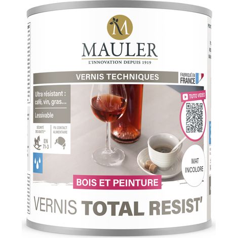 Vernis protection taches alimentaires et domestiques - 5L Mat Incolore - PV Contact Alimentaire - Vernis Total Resist' Mauler