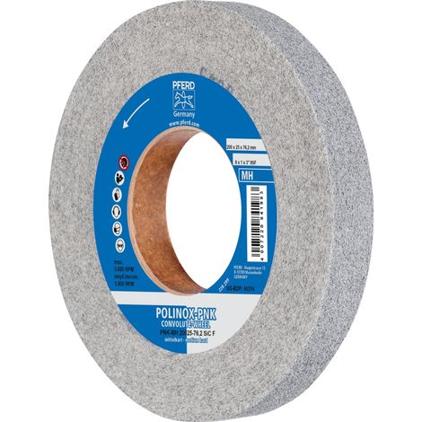PFERD TOOLS POLINOX Gewickeltes Vlies-Rad PNK Ø 200x25 mm Bohrung-Ø 76,2 mm Mittehart SIC Fein für Finish
