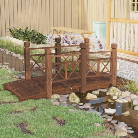 Pont de jardin Pont en bois Pont de Bassin avec garde-corps 150x67x56cm bois massif épicéa 69813 (1/5)