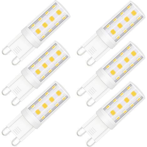 Ampoule LED G9, équivalente à une ampoule halogène de 40 watts, ampoule de lustre LED lumière du jour 5000K, douille G9 à deux broches, dimmable 3W 120V, 380 lumens, 6pcs (1/5)