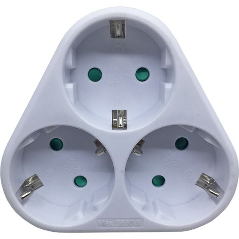 Multiprise Triplite 3x16A Triangulaire - Blanc-Norme européenne de prise 1 à 3 (1/5)