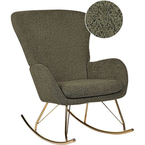 Sedia a dondolo tradizionale retrò Boucle Verde Scuro Anaset