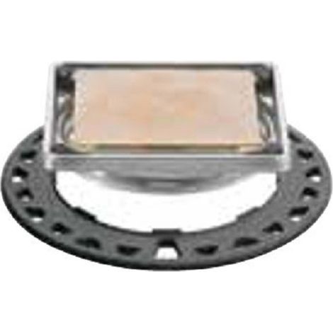 Schluter – Evacuation de douche à carreler 10x10 cm – Acier inoxydable brossé – Support à carreler avec réglage latéral – Siphon non inclus