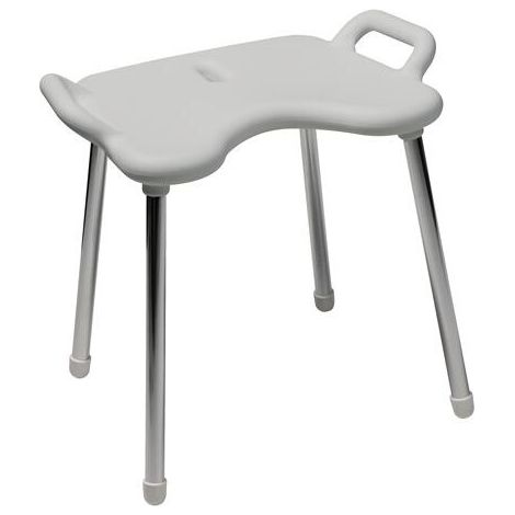 Tabouret de douche HEWI série 802 LifeSystem, pieds en acier chromé, siège en PUR 97 (gris clair), L : 533 mm, P : 400 mm, H : 531 mm (1/4)