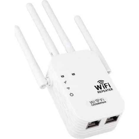 Répéteur WiFi Puissant 1200Mbps Amplificateur WiFi Puissant Double Bande 5GHz & 2.4GHz, WiFi Extender avec WPS & 4 Mode,Jusqu'à 120㎡, Compatible avec Toutes Les Box Internet (1/4)