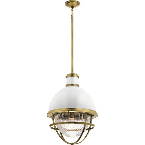 Elstead Kichler Tollis Plafoniera a sospensione globo in ottone naturale e bianco (1/5)
