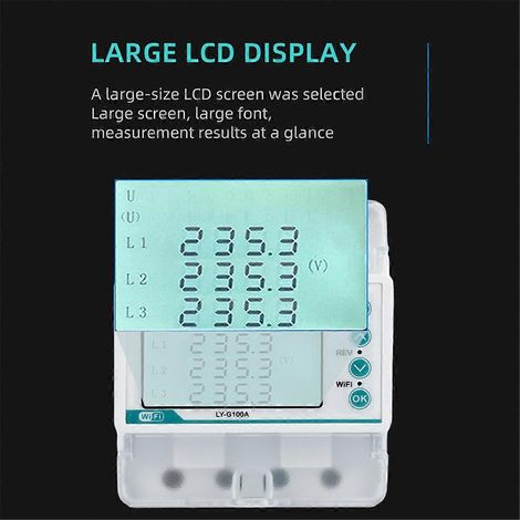 Compteur d'énergie intelligent bidirectionnel Tuya WiFi 100 A triphasé 4 fils avec protection contre les surtensions, les sous-tensions et les surcharges. (1/5)