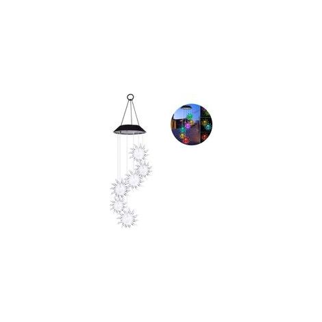 Carillon éolien solaire LED, lampe de jardin à couleurs changeantes résistante à la pluie, lampe carillon romantique avec crochet pour décoration suspendue de terrasse/jardin/arbre (1/5)
