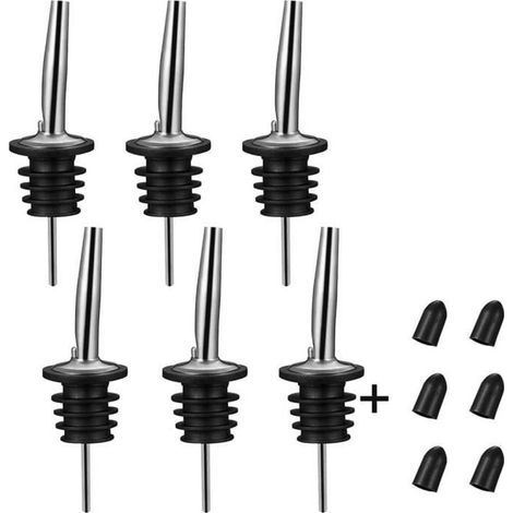 Pouring Spouts - 6 Pieces - Stainless Steel - Silicone Stopper - Conical (1/4)