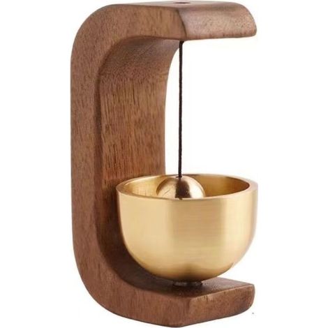 Clochette Magnétique Vintage pour Porte - Carillon en Bois avec Clochette Laiton, Décoration Dopamine et Sonnette Adhésive sans Fil pour Porche, Mur, Jardin, Boutique, Cadeau de Pendaison de Crémaillè (1/5)