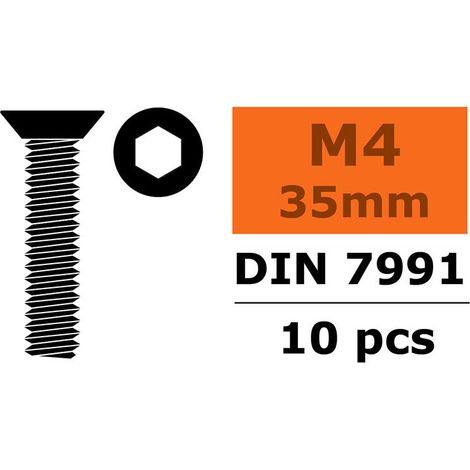 Revtec - Hex Flat Head Screw - M4X35 - Steel - 10 pcs