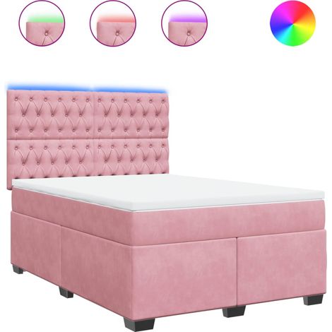 Maison Exclusive - Cama box spring con colchón terciopelo rosa 16 (1/5)